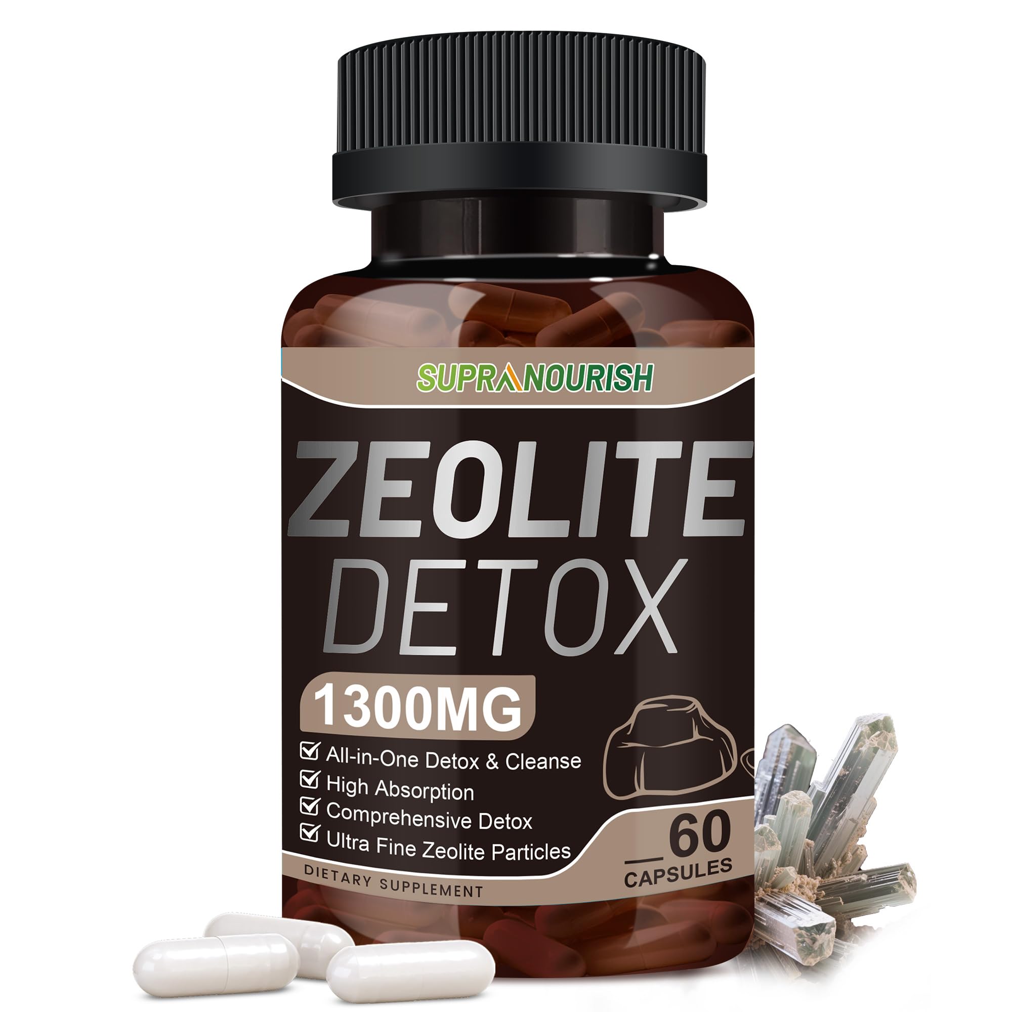Amazon.com: Zeolite Detox Capsules, 1-2 µm Clinoptilolite, Organic